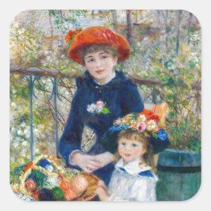 Sticker Carré Pierre-Auguste Renoir - Deux sœurs sur la Terrasse