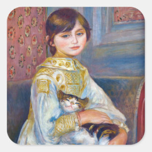 Sticker Carré Pierre-Auguste Renoir - Enfant avec chat