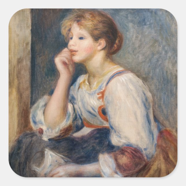 Sticker Carré Pierre-Auguste Renoir - Femme avec une lettre (Devant)