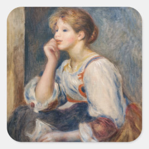 Sticker Carré Pierre-Auguste Renoir - Femme avec une lettre