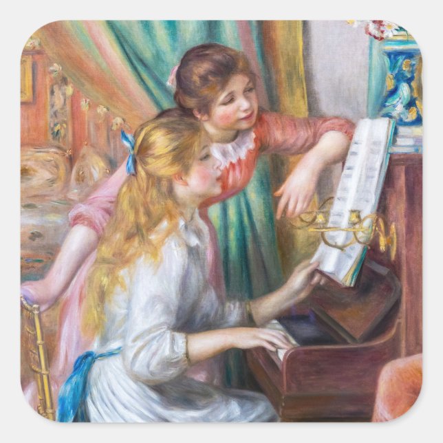 Sticker Carré Pierre Auguste Renoir - Jeunes filles au piano (Devant)