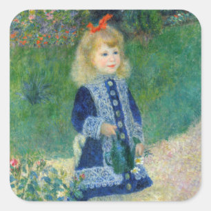 Sticker Carré Pierre-Auguste Renoir - Une fille avec un arrosoir