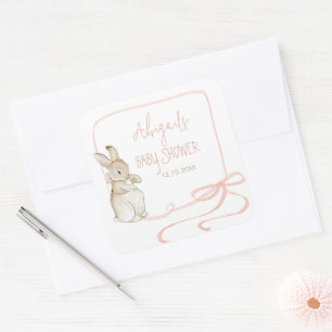 Sticker Carré Pierre rose le lapin Beatrix Potter Baby shower