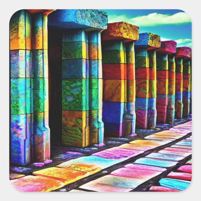 Sticker Carré Pierres psychédéliques (Devant)