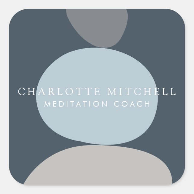 Sticker Carré Pierres Zen Abstraites Modernes Logo Bleu (Devant)