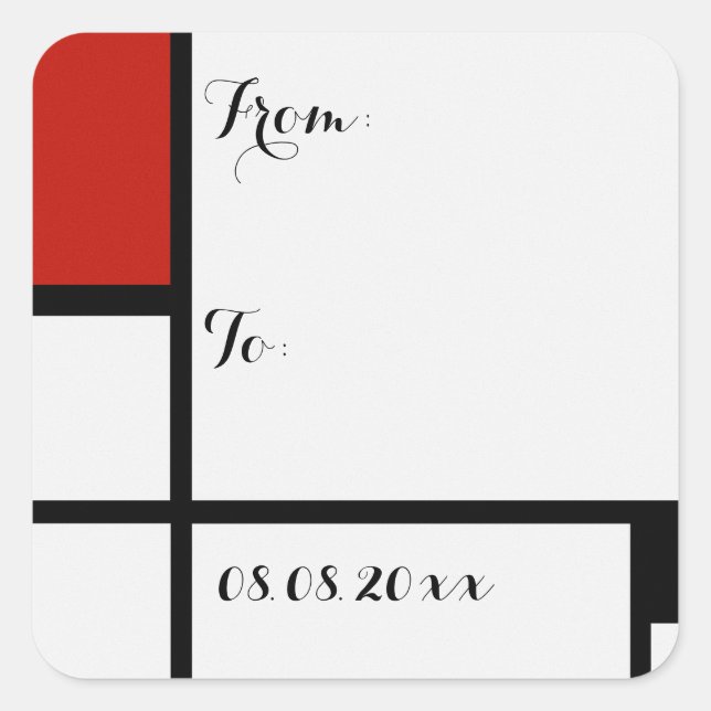 Sticker Carré Piet Mondrian - Composition Abstrait géométrique (Devant)