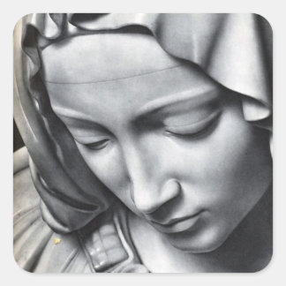 Sticker Carré Pieta de Michel-Ange sur le visage de Vierge Marie