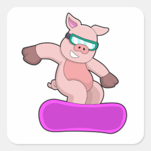 Sticker Carré Pig at Snowboard Sports & Ski goggles