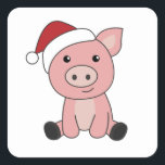 Sticker Carré Pig Christmas Snow Winter Animals Pigs<br><div class="desc">The pig for Christmas with fairy lights. Funny animals with gifts and snow to the holidays. Also funny for Christmas in July. Sheep are sweet animals and perfect for Christmas.</div>