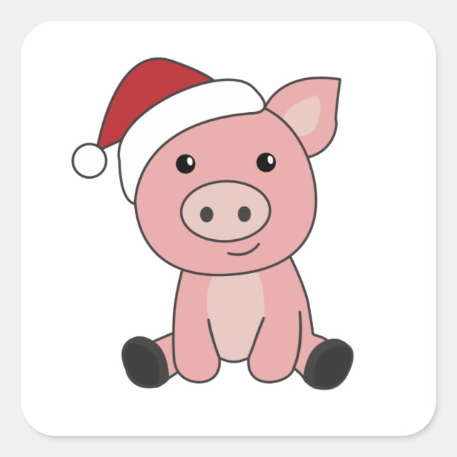 Sticker Carré Pig Christmas Snow Winter Animals Pigs (Devant)