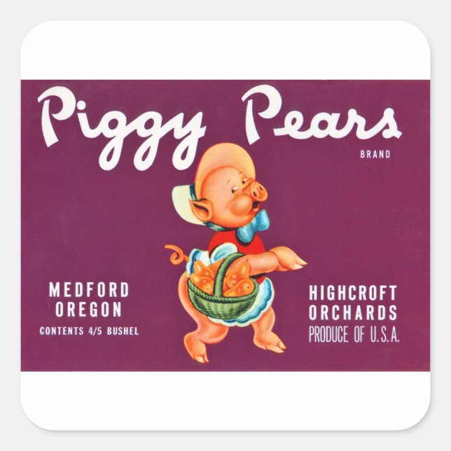 Sticker Carré Piggy Pears (Devant)