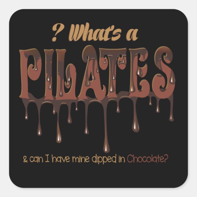 Sticker Carré Pilates amusants trempés dans du chocolat (Devant)