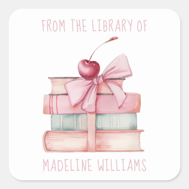 Sticker Carré Pile de livre à partir de la bibliothèque de Bow B (Devant)