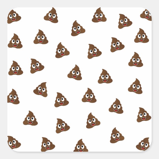 Sticker Carré Pile de Poo emoji souriants poops (Devant)