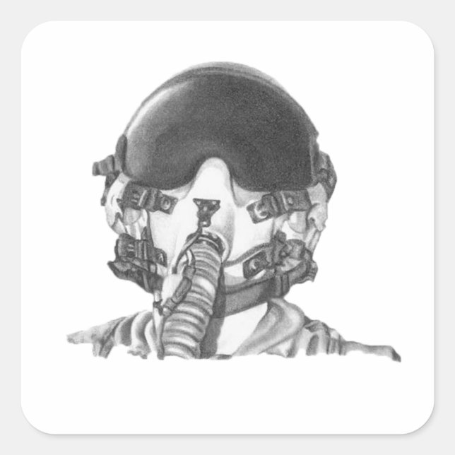 Sticker Carré Pilote de combat (Devant)