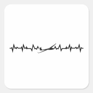 Sticker Carré Pilote de planeur   Cadeau de l'école de vol de pl