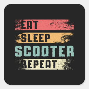 Sticker Carré Pilote de scooter E-Scooter Escooter Stunt Vintage
