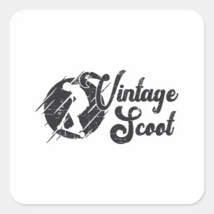 Sticker Carré Pilote de scooter Vintage Scoot Escooter Stunt Fun