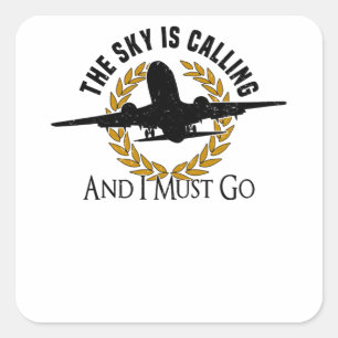 Sticker Carré Pilote de vol Engine Flyer Saying Hobby