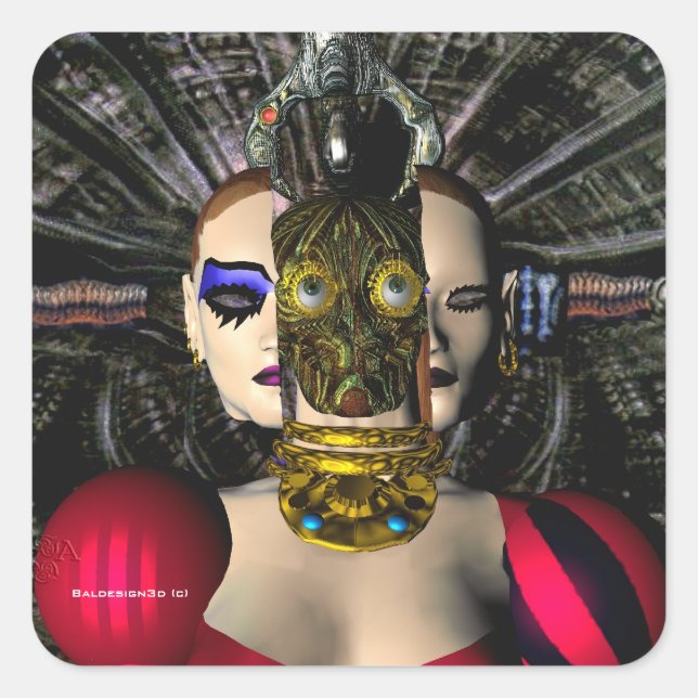 Sticker Carré PILOTE SPACESHIP ANDROID XENIA, Science-fiction (Devant)