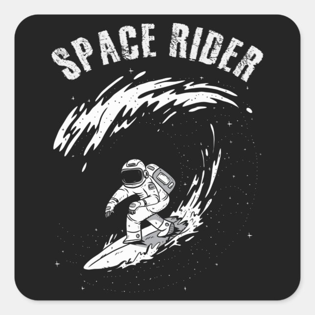 Sticker Carré Pilote spatial astronaute de surf (Devant)