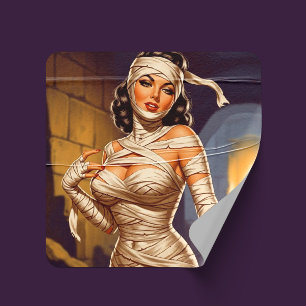 Sticker Carré Pin-up Momie Vintage