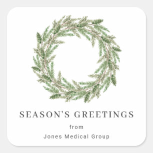 Sticker Carré Pin vert rustique Wreath Business Holiday