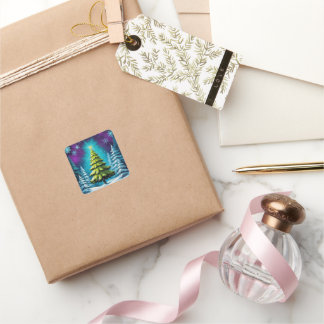 Sticker Carré Pinceau à épi brillant de néon avec étoile en Drea