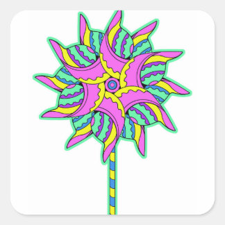 Sticker Carré Pinceau rose