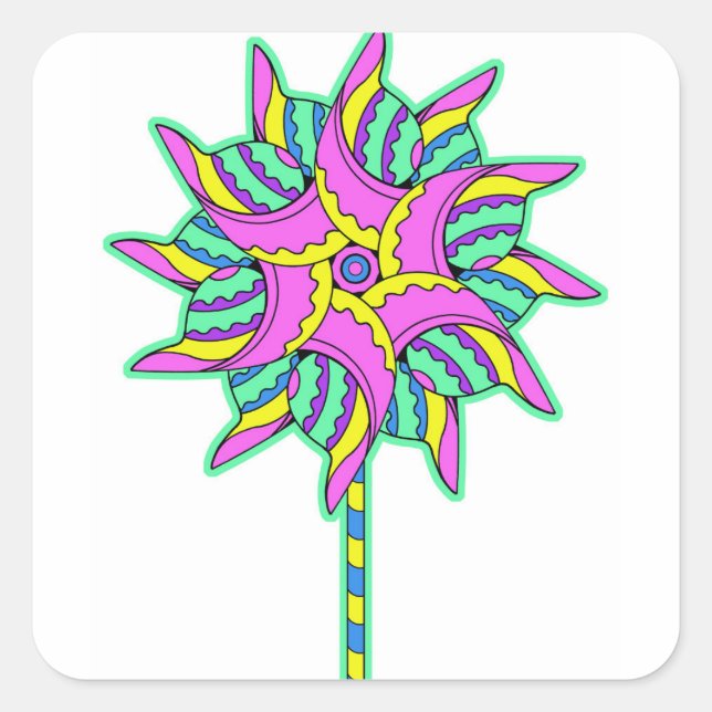 Sticker Carré Pinceau rose (Devant)