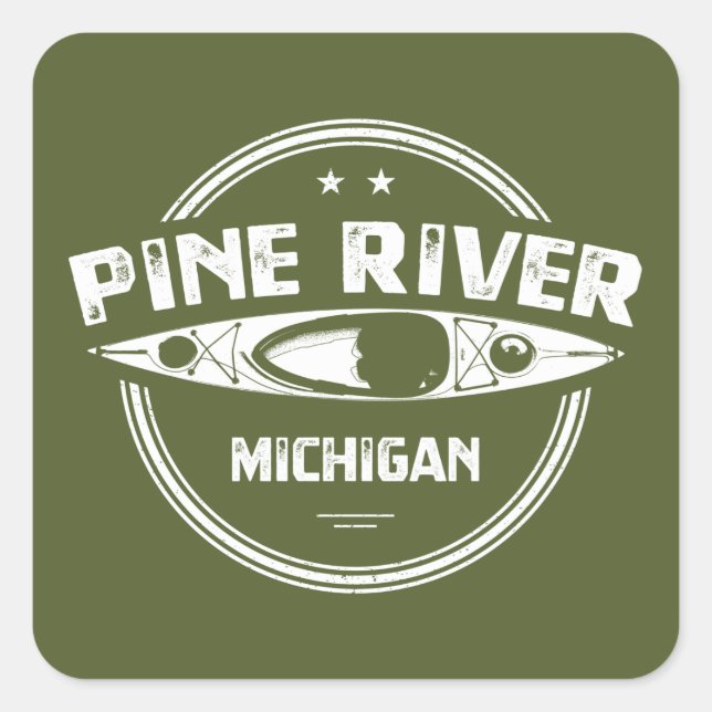 Sticker Carré Pine River Michigan Kayaking (Devant)