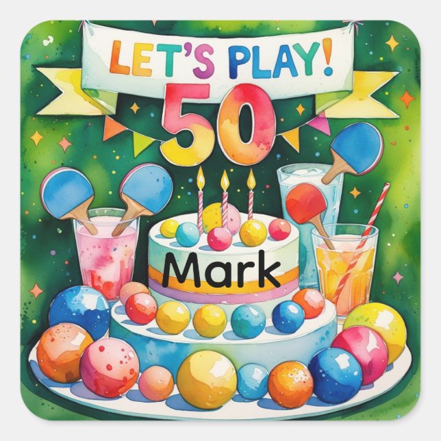Sticker Carré Ping Pong 50e anniversaire (Devant)
