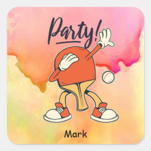 Sticker Carré Ping Pong dabing Table Tennis party drôle