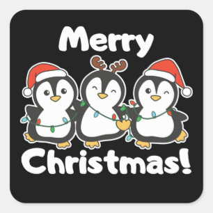 Sticker Carré Pingouin animaux de Noël mignons pingouins Carré S
