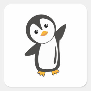 Sticker Carré Pingouin Animaux mignons Pour Les Enfants Oiseau D