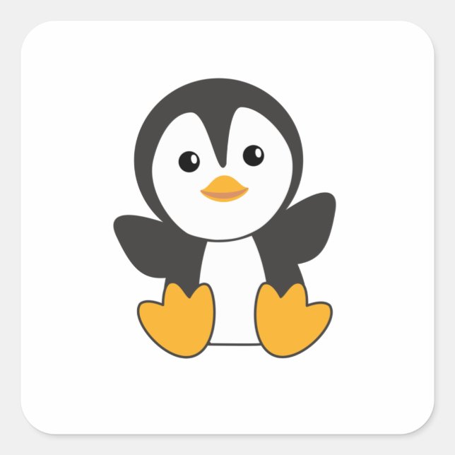 Sticker Carré Pingouin Animaux mignons Pour Les Enfants Oiseau D (Devant)