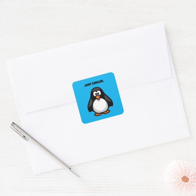Sticker Carré Pingouin de dessin cool - Juste Chillin' Arctic Vi (Enveloppe)