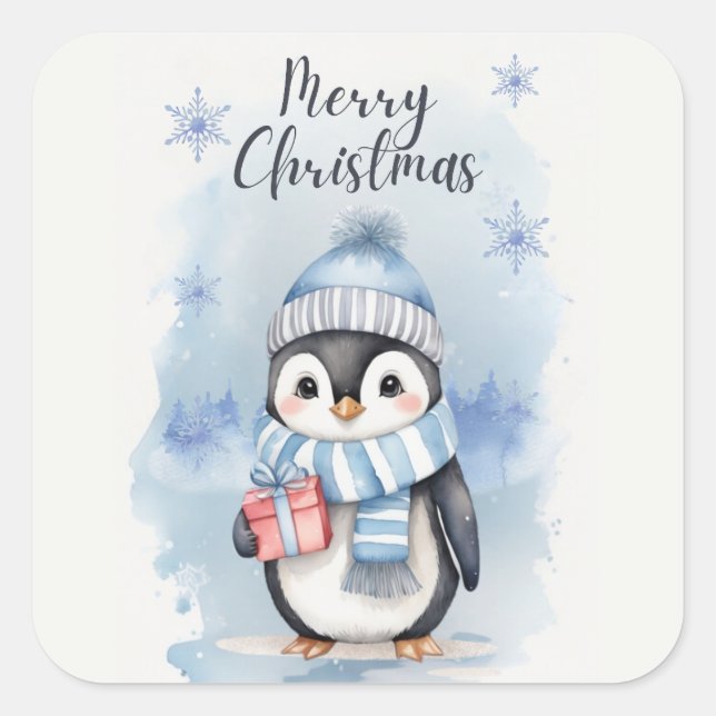 Sticker Carré "Pingouin mignon 2" (Devant)