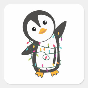 Sticker Carré Pingouin Noël Neige Animaux d'hiver Pingouins