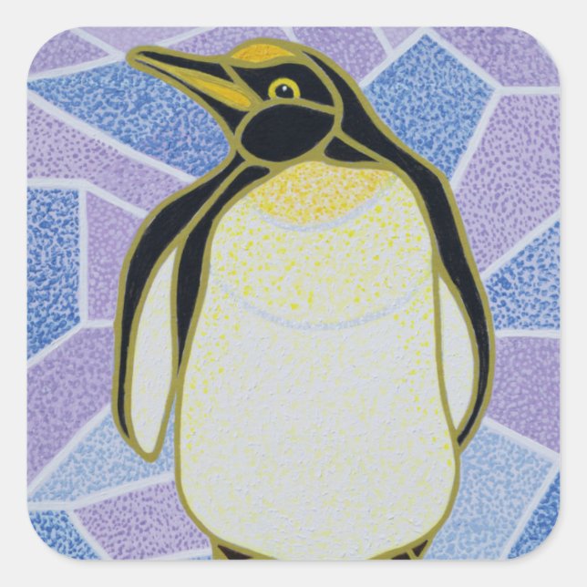 Sticker Carré Pingouin sur verre tendu (Devant)