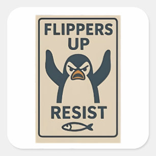 Sticker Carré Pingouins contre les tarifs douaniers anti Trump J