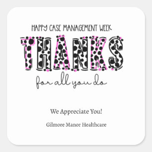 Sticker Carré Pink and Black Dotted Happy Coque Management Week