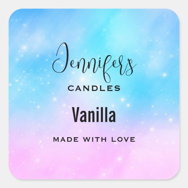 Sticker Carré Pink and Blue Pastel Gradient Sky Candle Business (Devant)