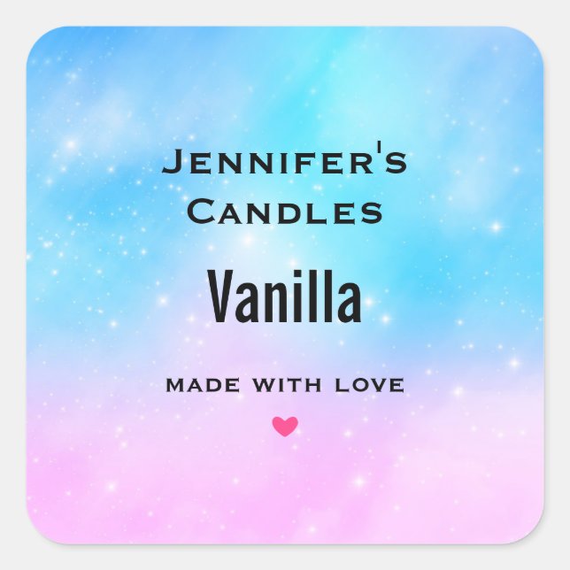 Sticker Carré Pink and Blue Pastel Gradient Sky Candle Business (Devant)