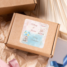 Pink and Blue Twin Teddy Bears on Swing with Cross