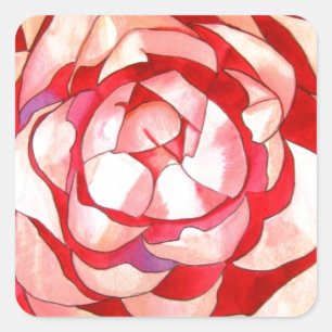Sticker Carré Pink Camellia abstract art painting original
