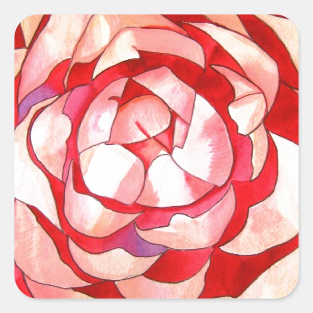 Sticker Carré Pink Camellia abstract art painting original (Devant)