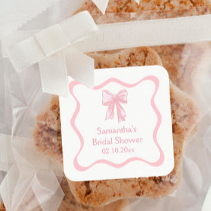 Sticker Carré Pink Coquette Bow nouer la Fête des mariées de noe