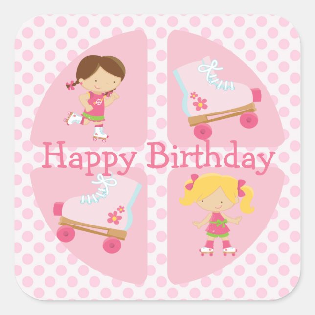 Sticker Carré Pink Four Carré Rollerskate Anniversaire (Devant)