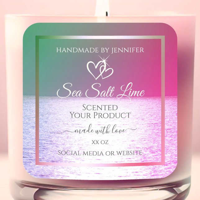 Sticker Carré Pink Green Gradient Ocean Produit Emballage Étique (Créateur téléchargé)